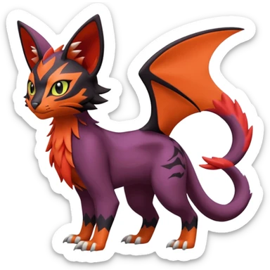 Liepard-Noivern-Litten-Sprigatito-Pokémon-fusion-creature (full body) sticker