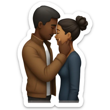 Brown couple kissing  sticker