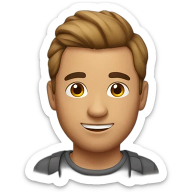 man with bun and bear sticker