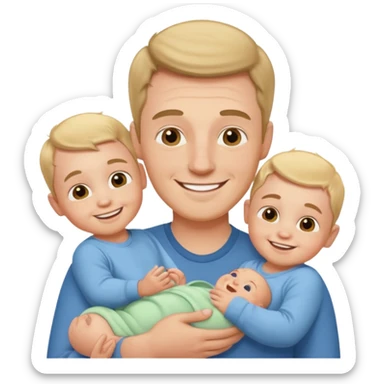 white man with three babies sticker