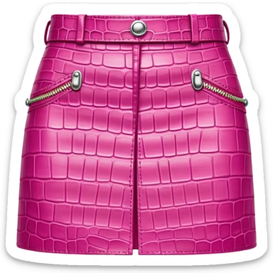 super realistic pink crocodile leather mini skirt sticker