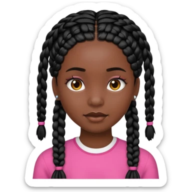 very black skin girl with black braids sticker