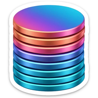 Stack of coins in gradient of turquoise, blue, pink, purple, and coral color sticker