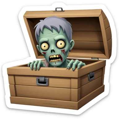 Zombie peeking out of a coffin sticker