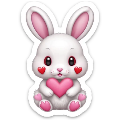 Bunny with bows and hearts sticker