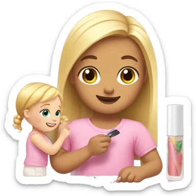blonde babydaughter gives blonde dad a manicure sticker