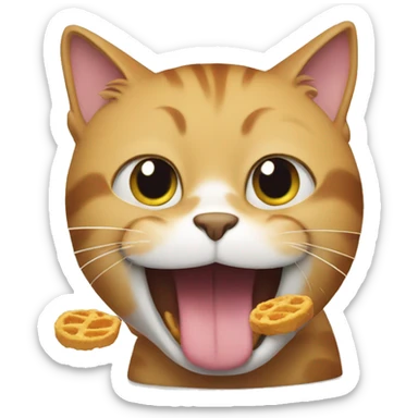 cat eating snacks sticker