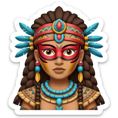 face full maya mask tradational mayan woman warrior half boudy  sticker