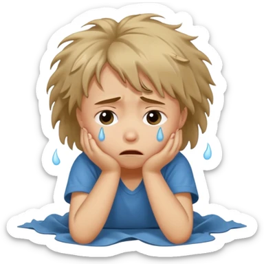 child crying on floor sticker