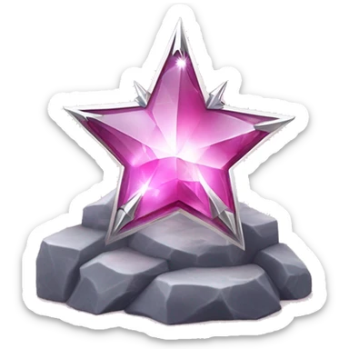 Thin silver staff a pink gemstone at the top centre surrounding the gemstone star base like passion of a small crystal like or sparkly point to represent a spiky rats effect a small pink ornament Orby at the bottom of the ones as a magical delicate look sticker
