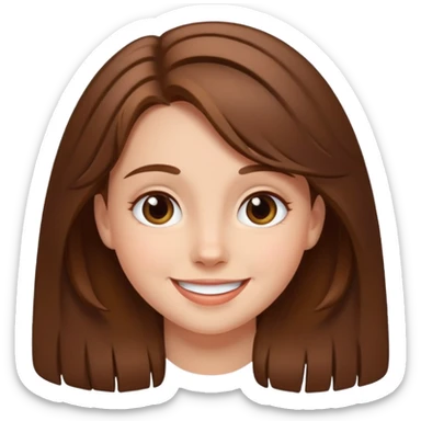 happy girl named Tess, brown hair, cheerful face sticker