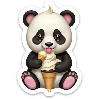 Panda eating ice cream sticker