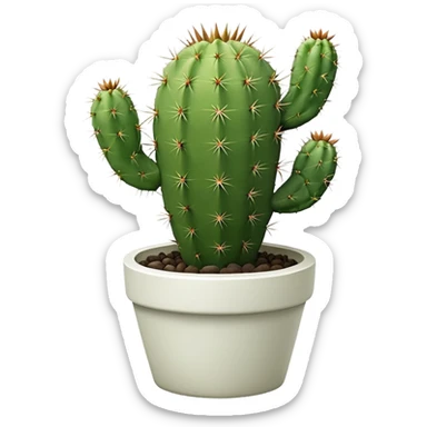Cactus + white pot, Window Plants. sticker