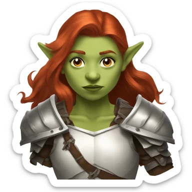 orc redhead with heavy white armor fantasy sticker
