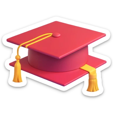3d graduation cap, minimal icon, soft shadows, rounded edges, no text sticker
