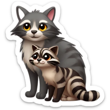 Cat and raccoon love sticker