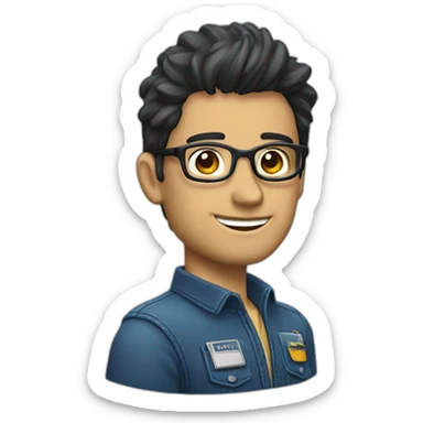 hombre moreno con lentes y uniforme de jean sticker