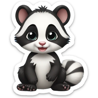 Cute baby skunk-panda-raccoon-ferret-cat-hybrid full body sticker