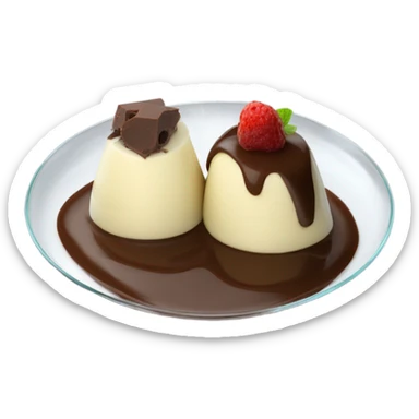 Chocolate mousse and vanilla quenelle on glass plate sticker