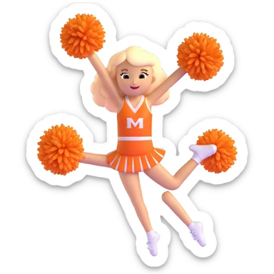 cheerleader cheering with pompoms to the left sticker