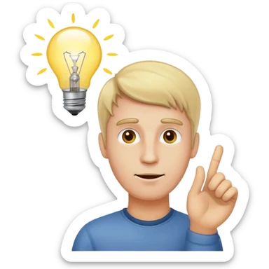 white man with light bulb over head, came up with idea sticker