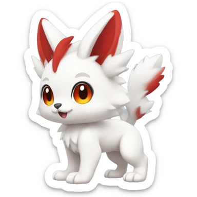 Cute cool white red animal hybrid Fakemon full body sticker