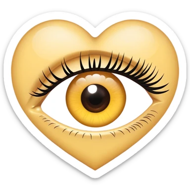 Eye with eyelashes inside light yellow heart sticker