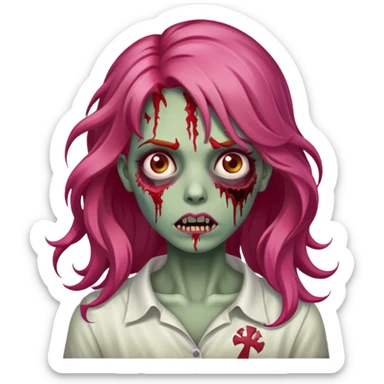 zombie com o cabelo ruivo ondulado e uma mecha rosa apenas de um lado do cabelo sticker