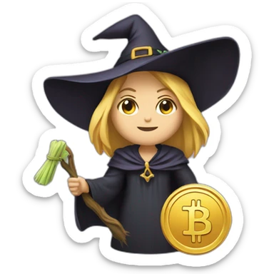 minimal crypto coin witch 0 label sticker