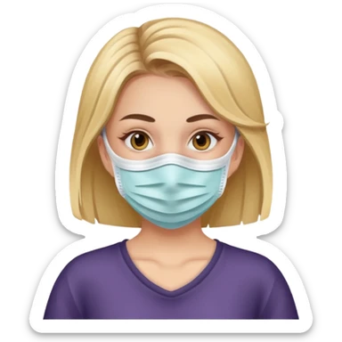 girl with a face mask on  sticker