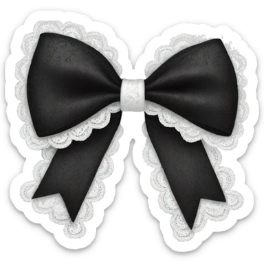 Black bow with white lace sticker