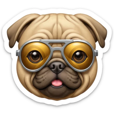 pug wearing cyberpunk sunglasses sticker