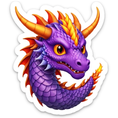 purple dragon breathing fire sticker