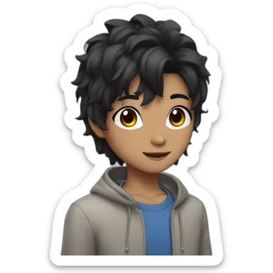 anime character black hair sticker