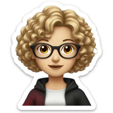 A white girl with glasses,curly hair with a red lightsaber sticker