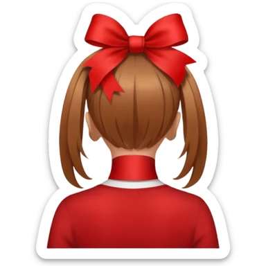 girl back view with red ribbon in hair sticker