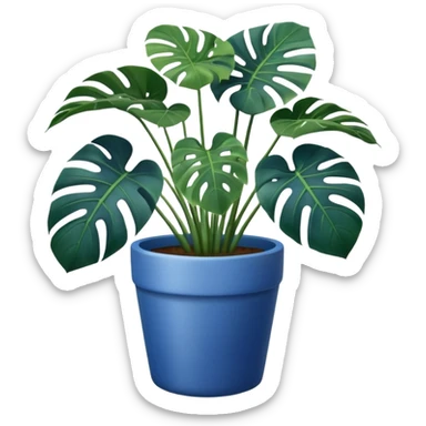 Monstera in blue pot sticker