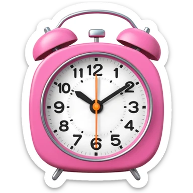 pink alarm clock with the white face sticker