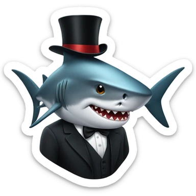 Shark with a top hat sticker