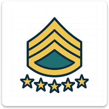 general of the army chevron icon, color outline, crisp details, five-star chevron, contemporary military insignia sticker