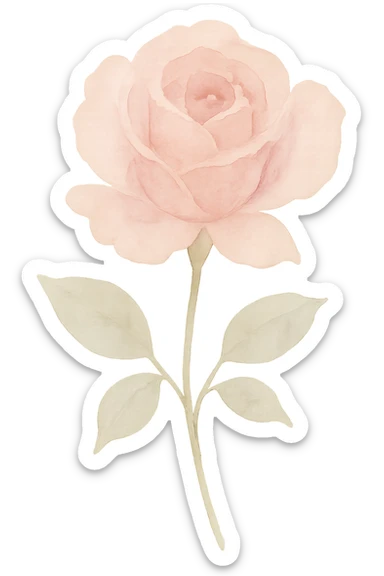 pastel pink rose illustration, dreamy, painterly watercolor style sticker