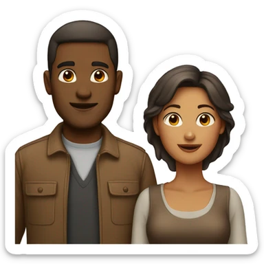 Matching brown man and woman sticker