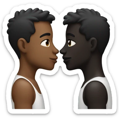 two guys kissing. one white skin person and the other one black skin sticker