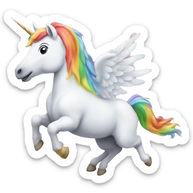 unicorn flies with rainbow sticker