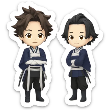 gojo satoru with kamado tanjiro sticker