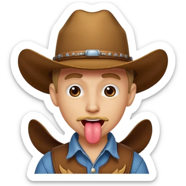cowboy face sticking tongue out😛 sticker