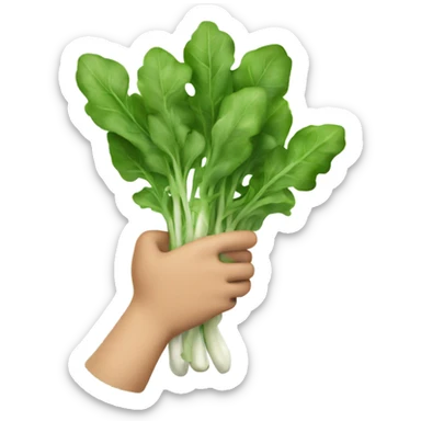 Happy arugula with hands sticker