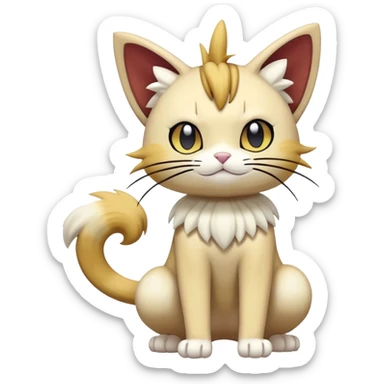 Delcatty-Meowth-Pokémon-Fakémon-hybrid-creature (full body) sticker