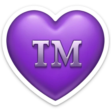 t and m initials inside a purple heart sticker