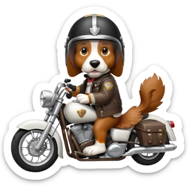mad bassett hound on a motorcycle sticker